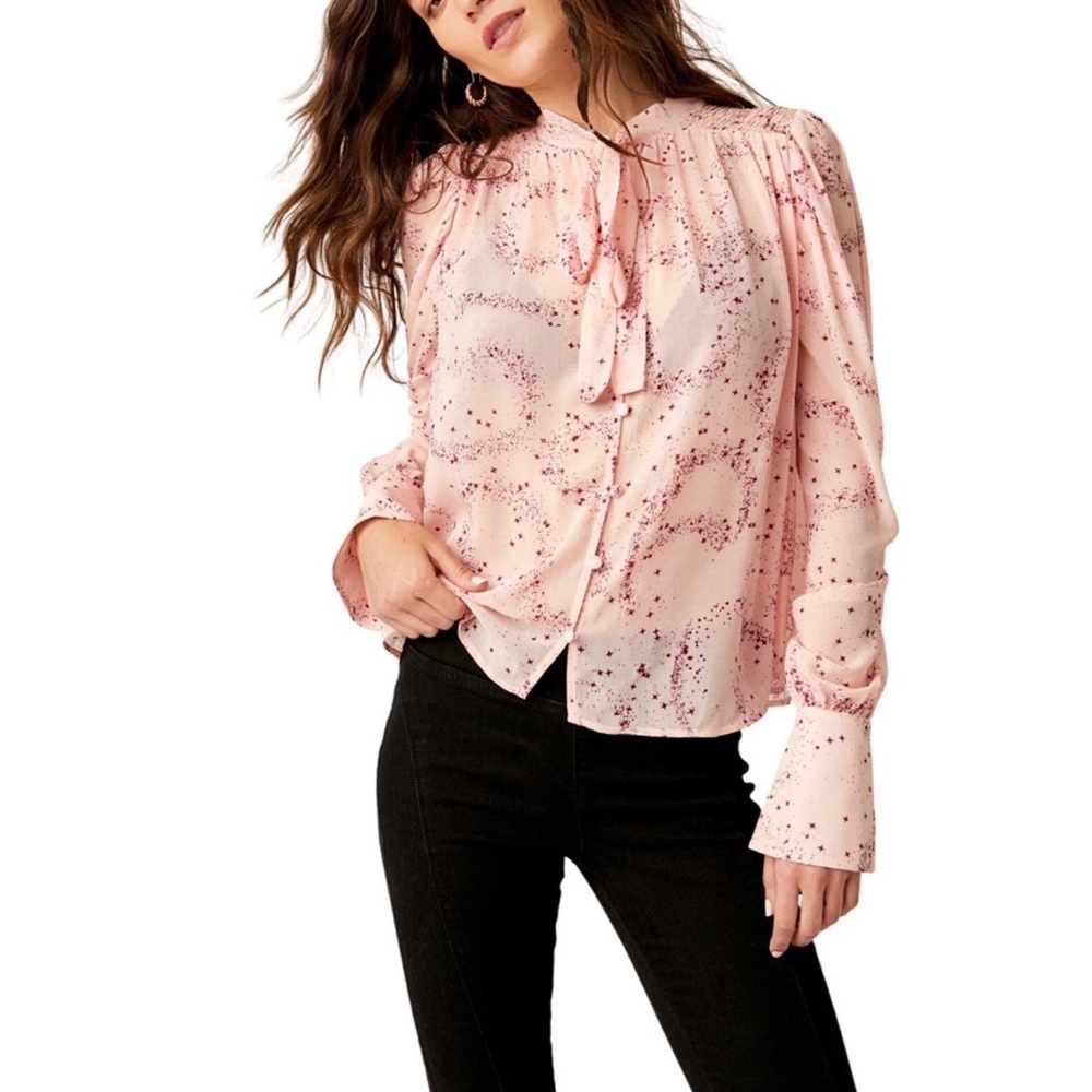 Free People Pink and Purple Speckled Blouse